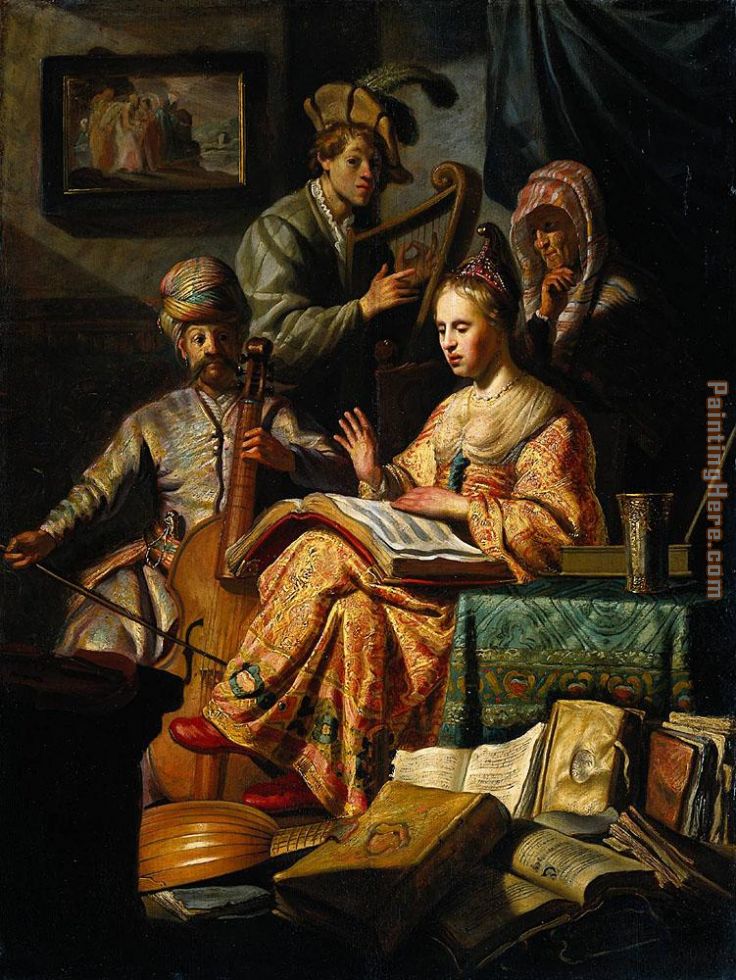 Musical Allegory painting - Rembrandt Musical Allegory art painting